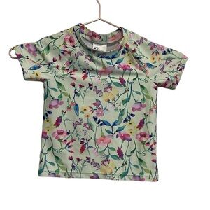 H&M girls floral RASHGUARD short sleeve swim top.  Size 2-4 years